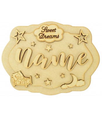 Laser Cut Personalised 3D Layered Rectangle Plaque - Sweet Dreams Themed